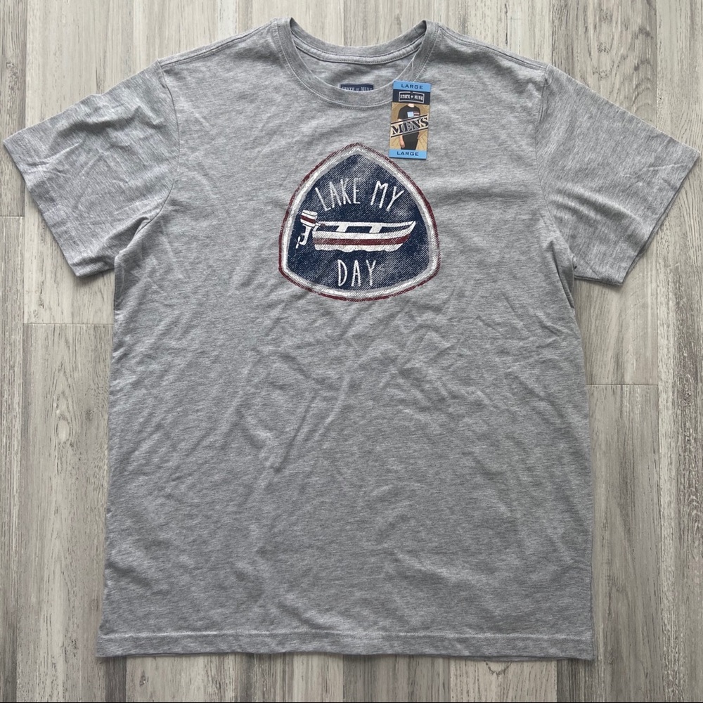 State of Mine Lake My Day Gray Graphic T-shirt - Picture 2 of 2